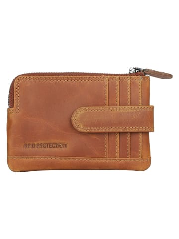 SPARWELL Skórzany portfel "Nash" w kolorze jasnobrązowym - 12,5 x 8,5 x 1,5 cm