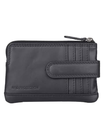 SPARWELL Leder-Geldbörse "Nash" in Schwarz - (B)12,5 x (H)8,5 x (T)1,5 cm