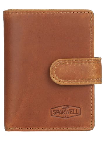 SPARWELL Leren portemonnee "Nico" lichtbruin - (B)7 x (H)10 x (D)2 cm