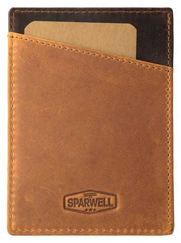 SPARWELL Leren portemonnee "Nixon" lichtbruin/bruin - (B)8 x (H)11 x (D)0,50 cm