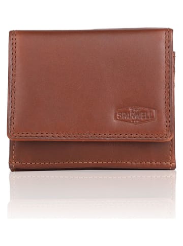 SPARWELL Leren portemonnee cognackleurig - (B)10,5 x (H)9 x (D)2,5 cm