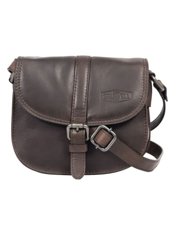 Bellicci Leren schoudertas "Kiara" donkerbruin - (B)18 x (H)16 x (D)10 cm