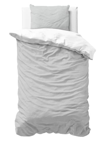 Sleeptime Komplet pościeli "Twin Face" w kolorze szaro-białym z mikrowłókna