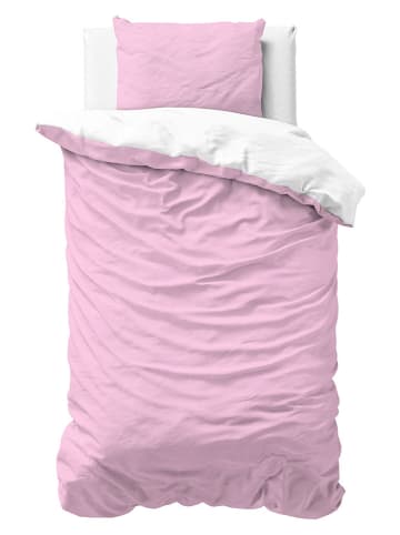 Sleeptime Komplet pościeli "Twin Face" w kolorze jasnoróżowo-białym z mikrowłókna