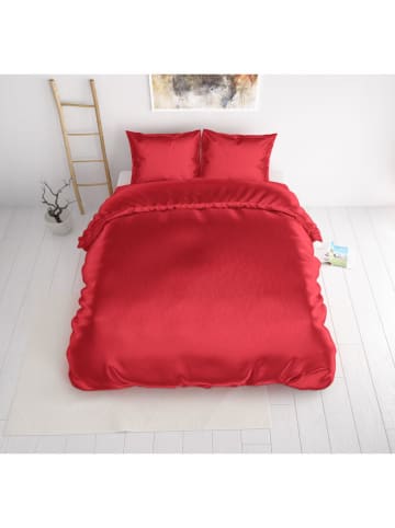 Sleeptime Micropercal satijn beddengoedset "Beauty Skin Care" rood