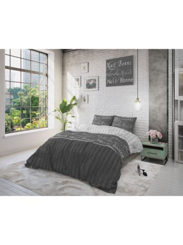 Sleeptime Beddengoedset  "Bonne Nuit" wit/antraciet