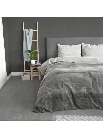 Sleeptime Flanell-Bettwäsche-Set "Stone Stripe" in Grau