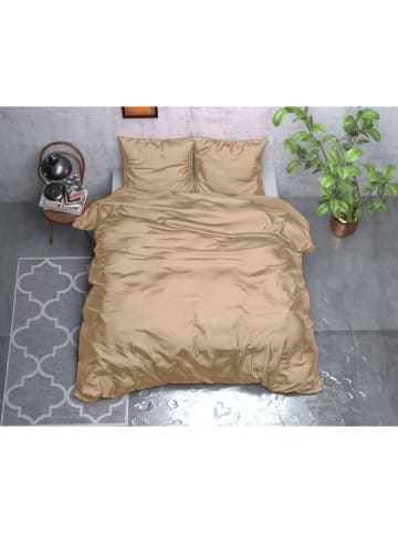 Sleeptime Micropercal-Satin-Bettwäsche-Set "Beauty Skin Care" in Taupe