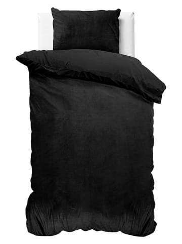 Sleeptime Bettwäsche-Set "Velvet Uni" in Schwarz