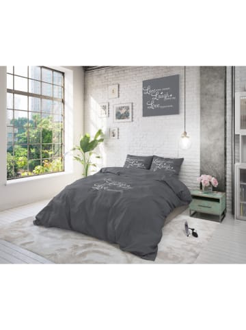 Sleeptime Microvezel beddengoedset "Live, Laugh and Love" antraciet