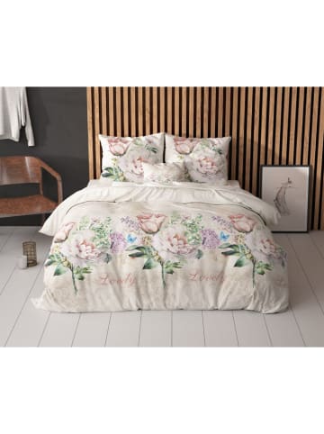 Sleeptime Bettwäsche-Set "Lovely Flower" in Beige/ Rosa