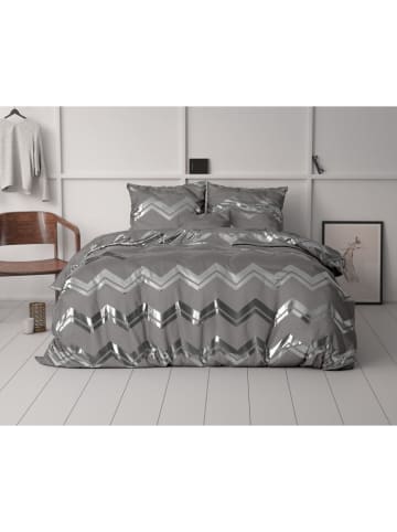 Sleeptime Mikrofaser-Bettwäsche-Set "Glamour Wave" in Grau/ Silber