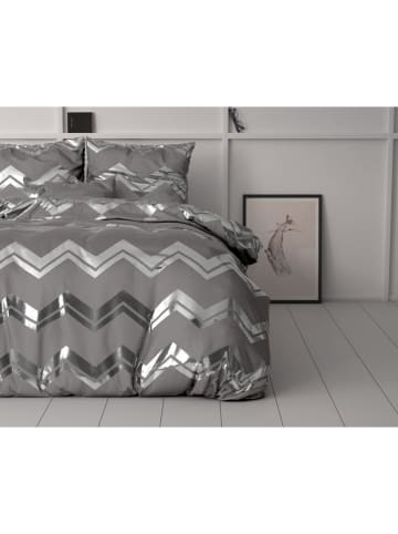 Sleeptime Mikrofaser-Bettwäsche-Set "Glamour Wave" in Grau/ Silber