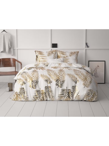 Sleeptime Microvezel beddengoedset "Glamour Leaves" wit/goudkleurig