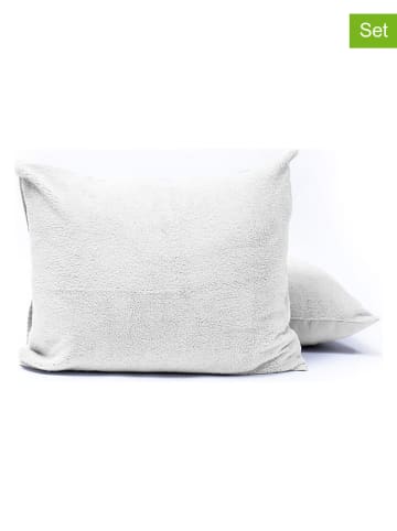 Sleeptime 2er-Set: Kissenhüllen "Teddy" in Hellgrau