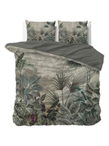 Sleeptime Mikrofaser-Bettwäsche-Set "Macy" in Grün/ Grau