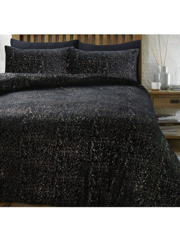 Sleeptime Flanell-Bettwäsche-Set "Glamour" in Schwarz/ Gold