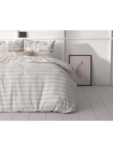 Sleeptime Mikrofaser-Bettwäsche-Set "Pinky Words" in Creme/ Rosa