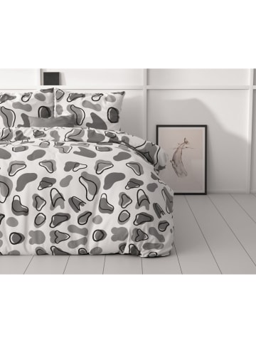 Sleeptime Komplet pościeli "Lova" w kolorze biało-szarym z mikrowłókna