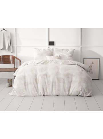 Sleeptime Microvezel beddengoedset "Leaves Light" wit/beige