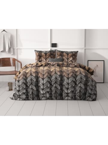 Sleeptime Mikrofaser-Bettwäsche-Set "Trendy Knits" in Braun/ Schwarz