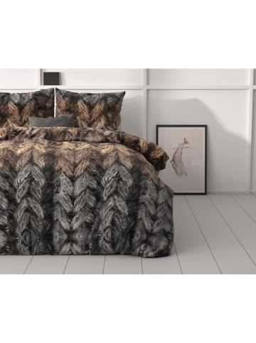 Sleeptime Komplet pościeli "Trendy Knits" w kolorze brązowo-czarnym z mikrowłókna