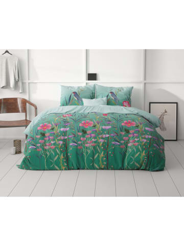 Sleeptime Microvezel beddengoedset "Flower & Birds" turquoise/roze