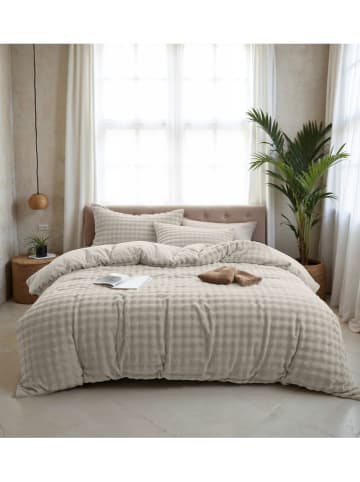 Sleeptime Flanell-Bettwäsche-Set "Pom Pom" in Beige