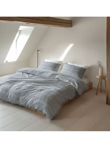 Sleeptime Flanellen beddengoedset  "Seva" blauw/wit