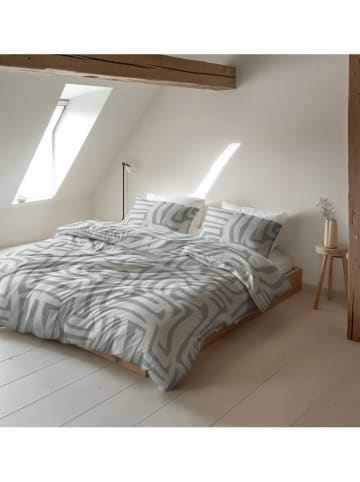 Sleeptime Komplet pościeli flanelowej "Danis" w kolorze zielono-szarym