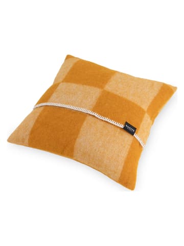 Native Home Wollen kussen ''Checkboard'' mosterdgeel