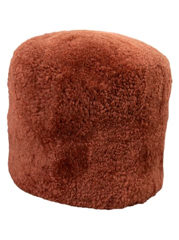 Native Home Puf w kolorze czerwonym z wełny owczej - wys. 35 x Ø 40 cm