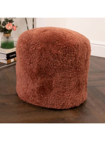 Native Home Schapenvacht poef rood - (H)35 x Ø 40 cm