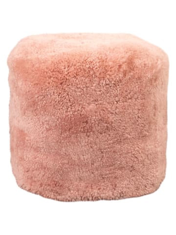 Native Home Schaffell-Pouf in Rosa - (H)35 x Ø 40 cm