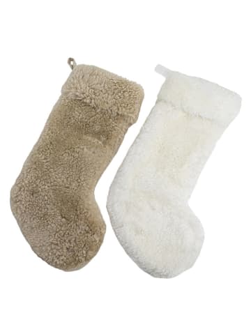 Native Home Schaffell-Weihnachtsstrumpf in Beige - (L)50 x (B)21 cm