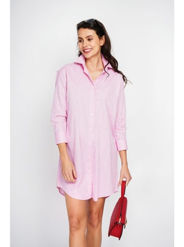 ASSUILI Lniana sukienka w kolorze różowym