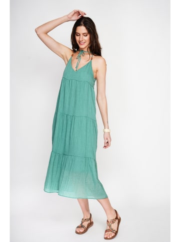 ASSUILI Leinen-Kleid in Türkis