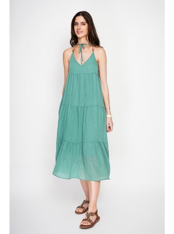 ASSUILI Leinen-Kleid in Türkis