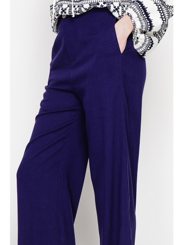 ASSUILI Lniane spodnie w kolorze granatowym