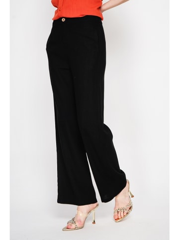 ASSUILI Lniane spodnie w kolorze czarnym