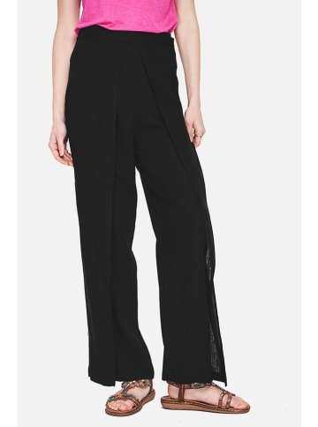 ASSUILI Lniane spodnie w kolorze czarnym