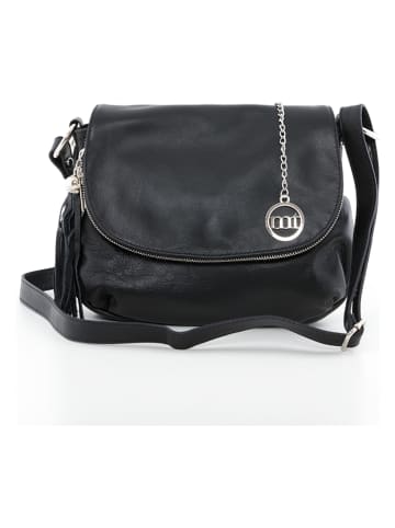 Mia Tomazzi Leren schoudertas "Bausan" zwart - (B)27 x (H)20 x (D)5 cm