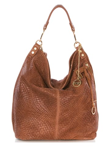 Mia Tomazzi Skórzany shopper bag "Niguarda" w kolorze brązowym - 42 x 38 x 17 cm