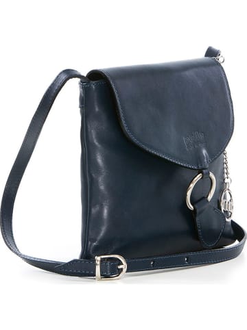 Mia Tomazzi Leren schoudertas "Ortica" donkerblauw - (B)22 x (H)20 x (D)5 cm