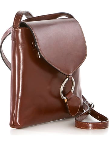 Mia Tomazzi Leren schoudertas "Ortica" bruin - (B)22 x (H)20 x (D)5 cm