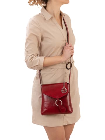 Mia Tomazzi Leren schoudertas "Ortica" rood - (B)22 x (H)20 x (D)5 cm