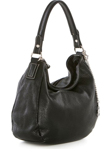 Mia Tomazzi Leren schoudertas "Molise" zwart - (B)30 x (H)20 x (D)8 cm