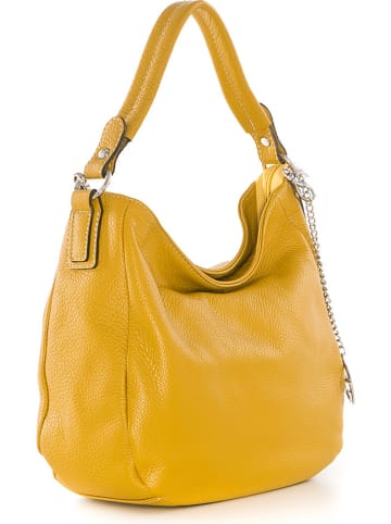 Mia Tomazzi Leren schoudertas "Molise" mosterdgeel - (B)30 x (H)20 x (D)8 cm