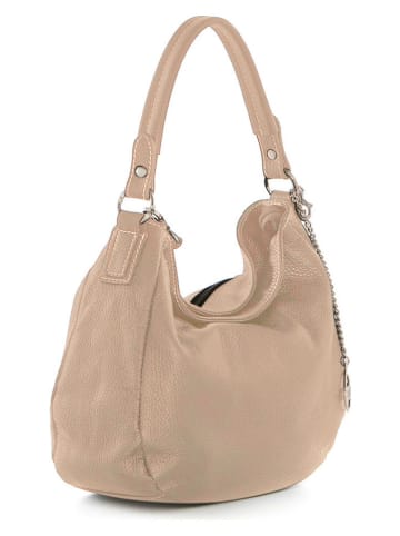 Mia Tomazzi Skórzana torebka "Molise" w kolorze beżowym - 30 x 20 x 8 cm