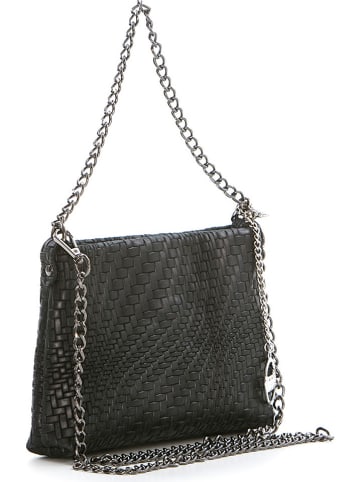 Mia Tomazzi Leder-Umhängetasche "Lunigiana" in Schwarz - (B)26 x (H)16 x (T)4 cm